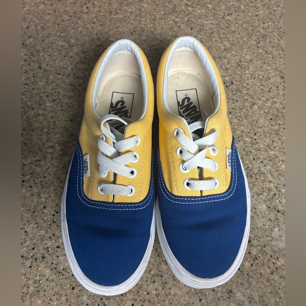 Gently Worn Vans WomensSneakers in Yellow and Blue. Sz 5.5